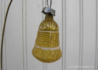Vintage Unsilvered Glass Yellow Bell Christmas Ornament