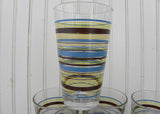Set of 6 Fiesta Striped Drinking Glasses Chocolate Lemongrass and Peacock