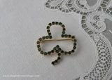 Vintage Green Rhinestone St. Patrick's Day Shamrock Pin