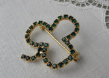 Vintage Green Rhinestone St. Patrick's Day Shamrock Pin