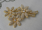 Trio of Rhinestone Daisies Vintage Napier Pin Brooch