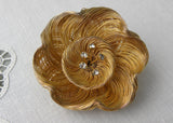 Vintage Gold Wire and Rhinestone Flower Brooch and Earring Set