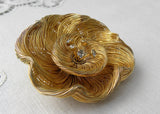 Vintage Gold Wire and Rhinestone Flower Brooch and Earring Set