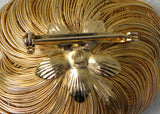 Vintage Gold Wire and Rhinestone Flower Brooch and Earring Set
