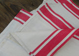 Unused Vintage Linen Red and White Kitchen Tea Towel