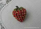 Vintage Ciner Red Rhinestone Strawberry Pin