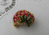 Vintage Ciner Red Rhinestone Strawberry Pin