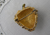 Vintage Ciner Red Rhinestone Strawberry Pin