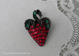 Signed Vintage Pell Red Rhinestone Strawberry Pin