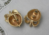Vintage Sarah Coventry Brushed Gold Apple Earrings