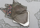 Antique 1920’s Mandalian Mfg  Pink and Purple Enamel Metal Mesh Flapper Purse Handbag