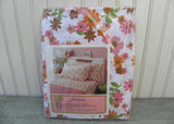 NIP Vintage Perma-Prest Fantasia Pink Daisy Full Flat Sheet