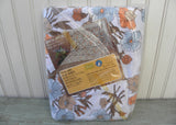 NIP Vintage Perma-Prest Bridgeport Blue and Beige Poppies Full Flat Sheet