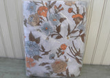 NIP Vintage Perma-Prest Bridgeport Blue and Beige Poppies Full Flat Sheet