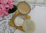 Vintage Amber Lucite Powder Compact with Romantic Couples Insert