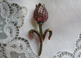 Heidi Daus Dutch Treat Pavé Crystal Fuchsia Tulip Brooch