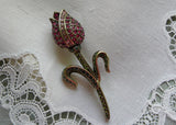Heidi Daus Dutch Treat Pavé Crystal Fuchsia Tulip Brooch