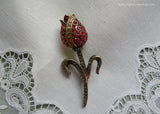 Heidi Daus Dutch Treat Pavé Crystal Siam Red Tulip Brooch