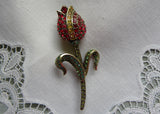 Heidi Daus Dutch Treat Pavé Crystal Siam Red Tulip Brooch