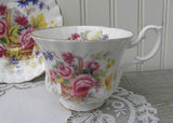Vintage Royal Albert Basket of Pink Roses and Grapes Teacup and Saucer