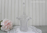 Vintage Clear Glass Basket Vase Cube Design