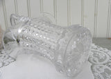 Vintage Clear Glass Basket Vase Cube Design