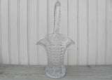 Vintage Clear Glass Basket Vase Cube Design