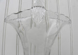 Vintage Clear Glass Basket Vase Etched with a Rose