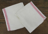 Pair of Vintage Red and White Linen Kitchen Tea Towels