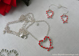 NIB Avon Candy Cane Heart Christmas Necklace and Earring Set - The Pink Rose Cottage 