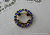 Vintage Blue Rhinestone Smiley Face Smile Pin