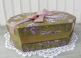 Antique Chocolates Easter Corsage Box with Irises and Purple Bow