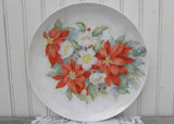 Vintage Hand Painted Poinsettia and Christmas Rose Plate