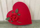 Vintage Small Red Valentine's Heart Candy Box with Rose