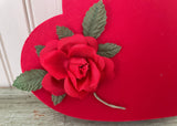 Vintage Small Red Valentine's Heart Candy Box with Rose