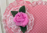Vintage Valentine's Day Candy Box Pink Rose and Dotted Hearts