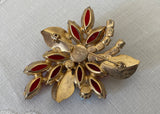 Vintage Weiss Ruby Red Rhinestone Pin and Earrings Set
