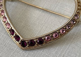 Vintage Variegated Pink and Purple Rhinestone Heart Pin