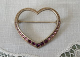 Vintage Variegated Pink and Purple Rhinestone Heart Pin