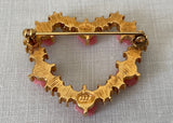 Vintage Avon Pink Rose and Rhinestone Valentines Heart Pin
