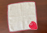Vintage Crocheted Valentine's Red Heart Handkerchief
