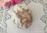 Vintage Hand Painted Easter Bunnies on Garden Swing Egg