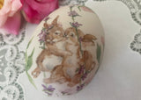 Vintage Hand Painted Easter Bunnies on Garden Swing Egg