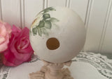 Vintage Hand Painted Peach and White Roses Easter Egg on Pedestal