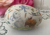 Vintage Hand Painted Easter Bunny and Carrots China Egg