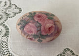 Vintage Hand Painted Trio of Pink Roses Egg