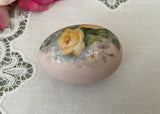Vintage Hand Painted Yellow Roses and Forget Me Nots Egg