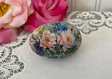 Vintage Hand Painted Pink Roses with Violets Easter Egg