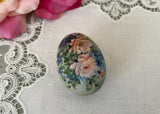 Vintage Hand Painted Pink Roses with Violets Easter Egg