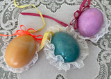 Vintage Hand Made Real Easter Egg Diorama Ornaments with Bunnies and Lamb